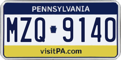 PA license plate MZQ9140