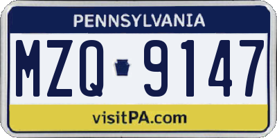 PA license plate MZQ9147