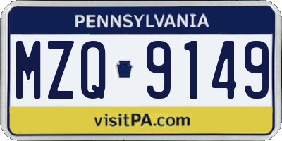 PA license plate MZQ9149