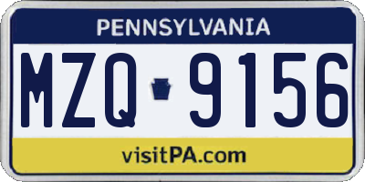 PA license plate MZQ9156