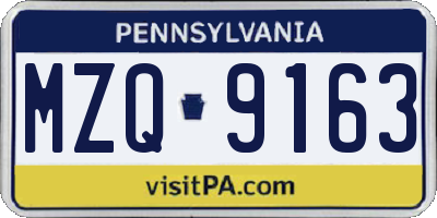 PA license plate MZQ9163