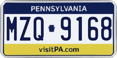 PA license plate MZQ9168