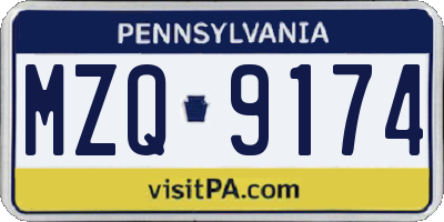 PA license plate MZQ9174