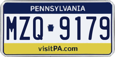 PA license plate MZQ9179