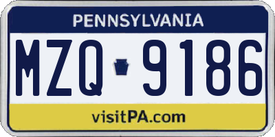PA license plate MZQ9186