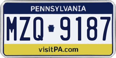 PA license plate MZQ9187