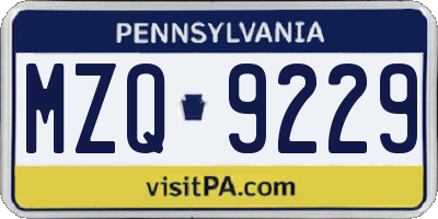 PA license plate MZQ9229