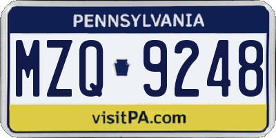 PA license plate MZQ9248