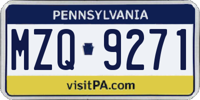 PA license plate MZQ9271