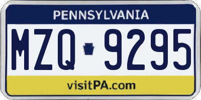 PA license plate MZQ9295