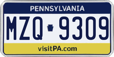PA license plate MZQ9309