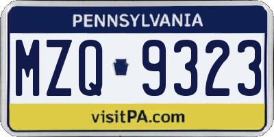 PA license plate MZQ9323