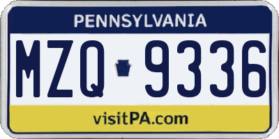 PA license plate MZQ9336