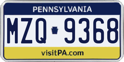 PA license plate MZQ9368