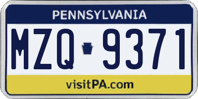 PA license plate MZQ9371