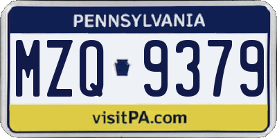 PA license plate MZQ9379