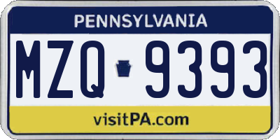 PA license plate MZQ9393