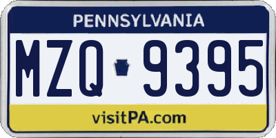 PA license plate MZQ9395