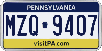 PA license plate MZQ9407
