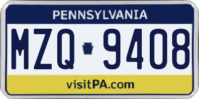 PA license plate MZQ9408
