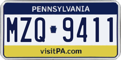 PA license plate MZQ9411