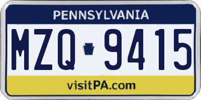 PA license plate MZQ9415
