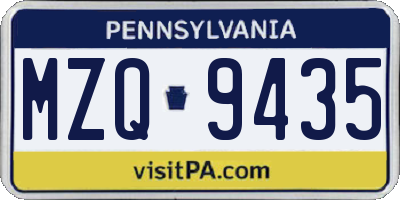 PA license plate MZQ9435