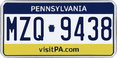 PA license plate MZQ9438