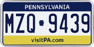 PA license plate MZQ9439