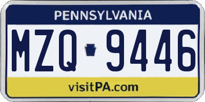 PA license plate MZQ9446
