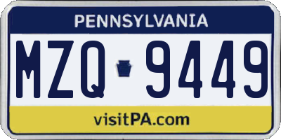 PA license plate MZQ9449