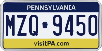 PA license plate MZQ9450