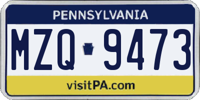 PA license plate MZQ9473