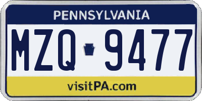 PA license plate MZQ9477