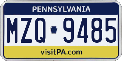 PA license plate MZQ9485