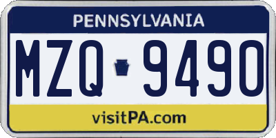 PA license plate MZQ9490