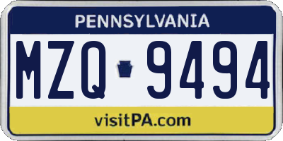 PA license plate MZQ9494