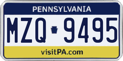 PA license plate MZQ9495