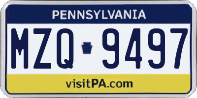 PA license plate MZQ9497