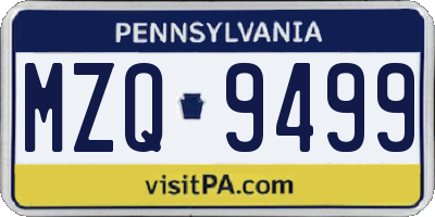 PA license plate MZQ9499