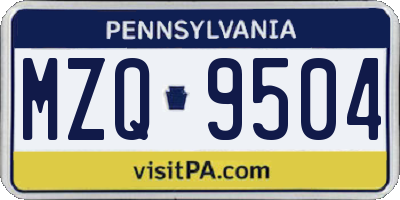 PA license plate MZQ9504