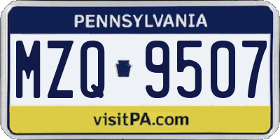 PA license plate MZQ9507