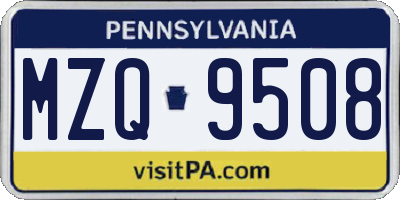 PA license plate MZQ9508
