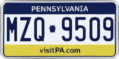 PA license plate MZQ9509