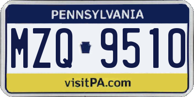 PA license plate MZQ9510