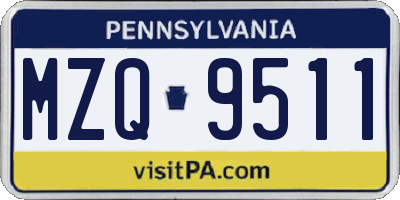 PA license plate MZQ9511