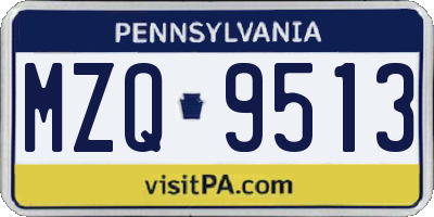 PA license plate MZQ9513