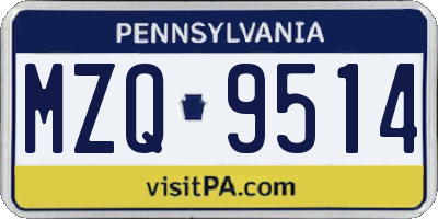 PA license plate MZQ9514