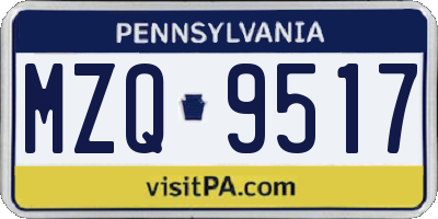 PA license plate MZQ9517