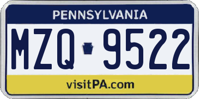 PA license plate MZQ9522